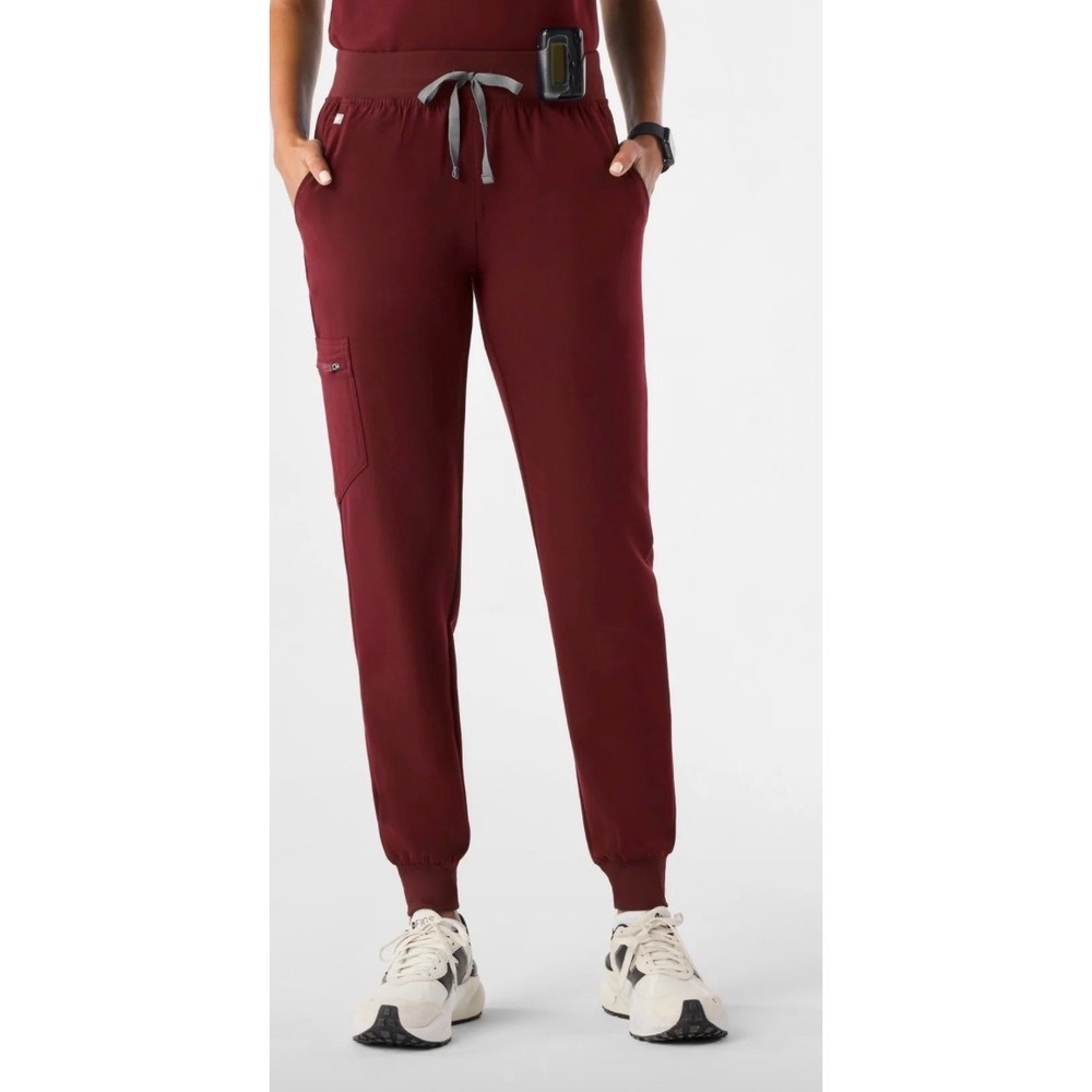 FIGS Zamora Jogger Scrub Pants Womens XS Maroon Burgundy Technical Collection